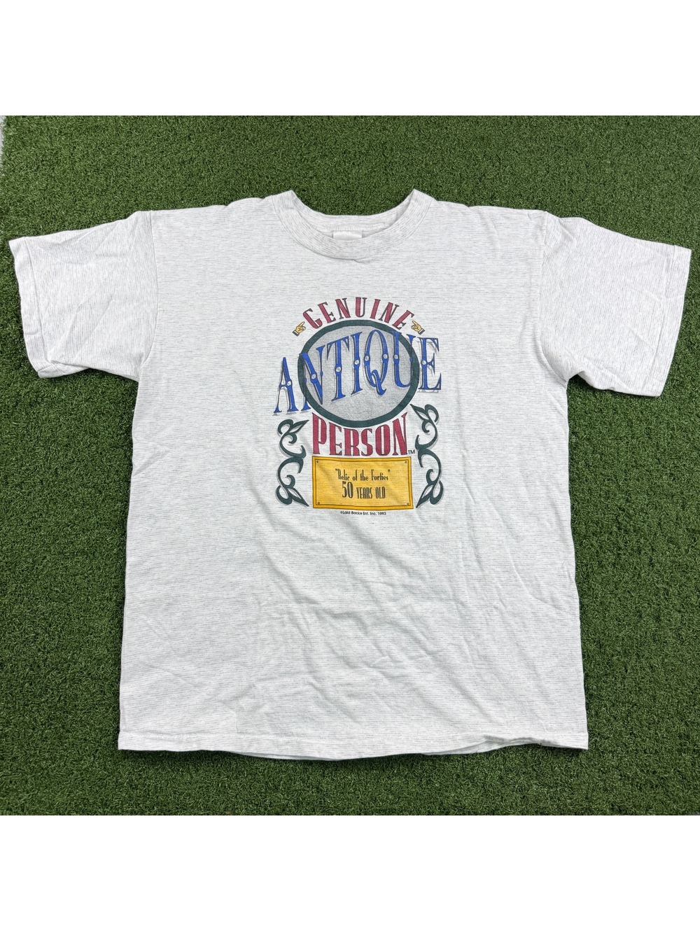 Vintage 1993 Laid Back Antique Person T Shirt Men XL Made USA 50 Years Old Funny